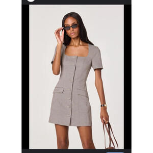 ASTR THE LABEL Button Front Short Sleeve Houndstooth Mini Dress Size Small